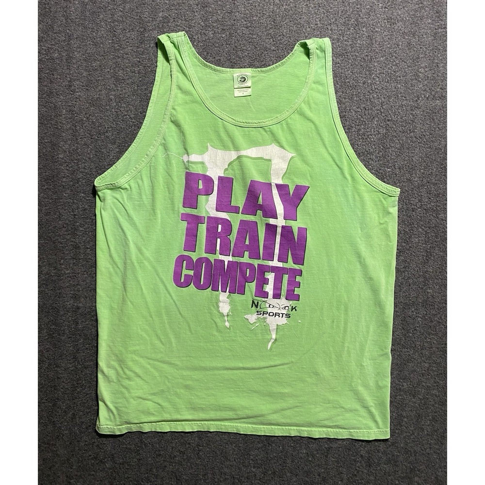 Authentic Pigment Mens Tank Top Green Nook Sports Graphic Cotton Size L